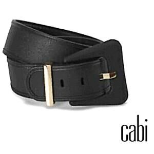 New Cabi Boss Belt Wide Black Leather Belt Size LARGE Style 4396 Gold Hardware